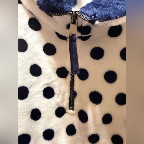 ODDY Navy and White Polka Dot Fleece Jacket - Picture 4 of 7